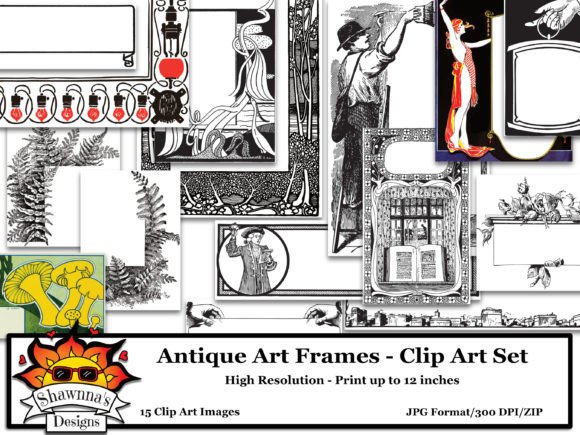 Antique Art Frames Clip Art Set