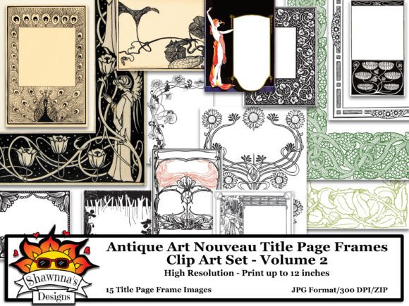 Antique Art Nouveau Clip Art Frames V2