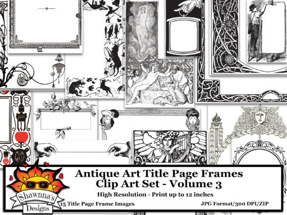 Antique Art Title Page Frames Clip Art 3