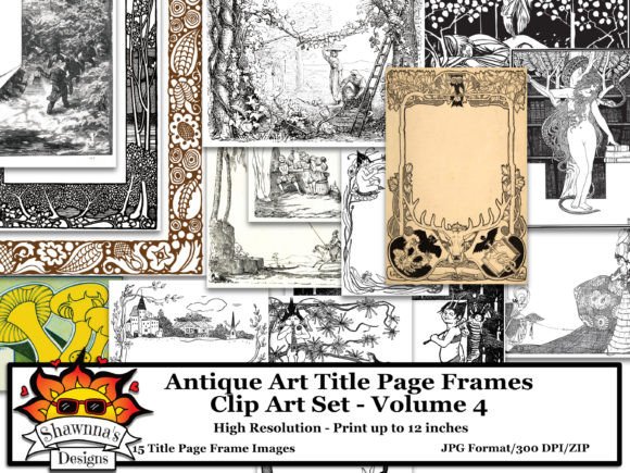 Antique Art Title Page Frames Clip Art 4: A Curated Collection of Historical Designs