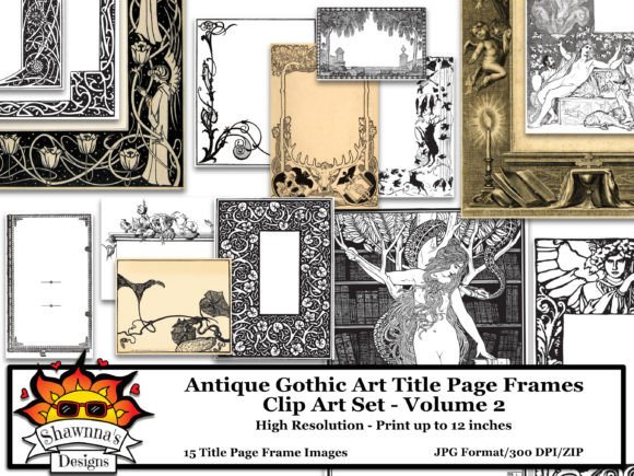 Antique Gothic Art Title Page Frames V2