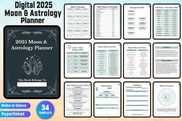 Digital 2025 Moon Astrology Planner